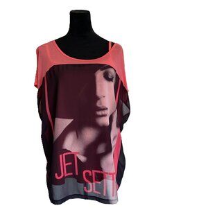 Lane Bryant SZ 18/20 Peach Jet Setter Shear Top with Tank Top